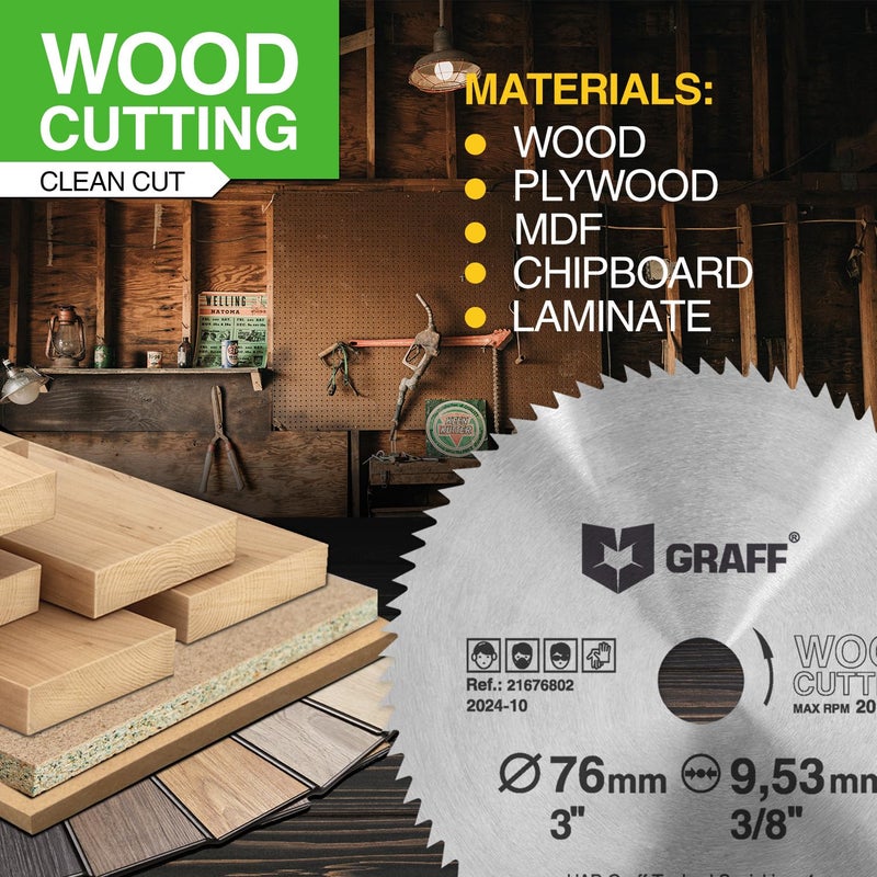 GRAFF 3 Inch Circular Saw Blade Set for Wood, Plywood, Laminate, Drywall, Plastic – 80T Wood Cutting Disc with 3/8 Inch Arbor from - Image 5